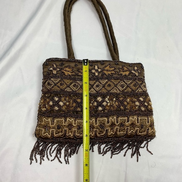 VINTAGE Beaded Handbag Brown - Picture 6 of 7